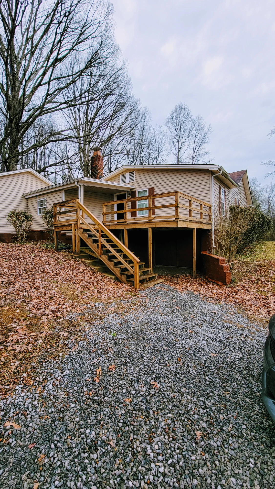 Raised timber deck and stairs